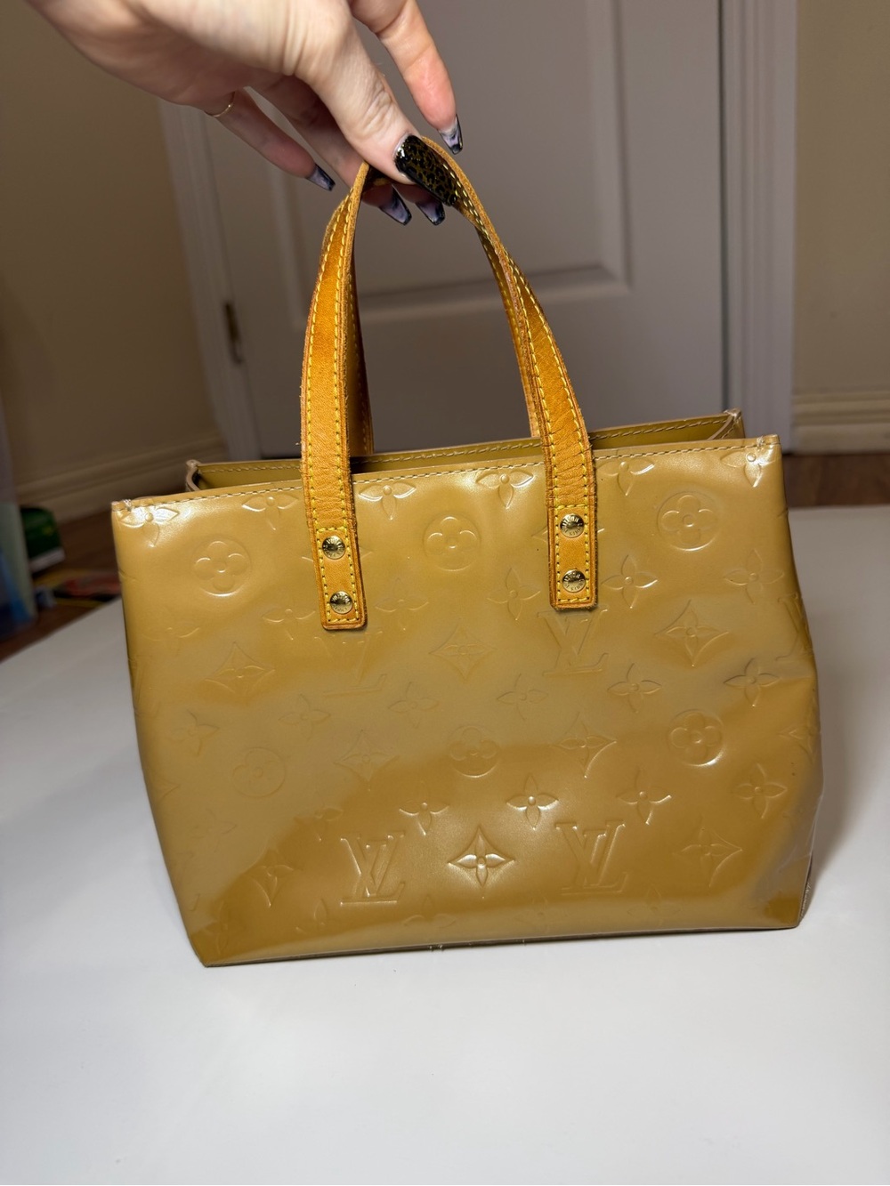 Louis Vuitton Mustard Patent Vernis Mini Tote